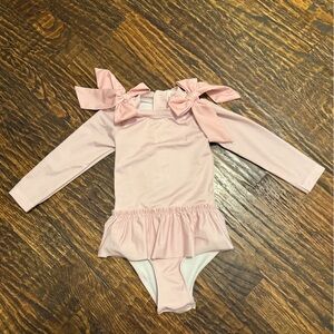 Cecil and Lou Light Pink Striped Swimsuit with Bow Accents